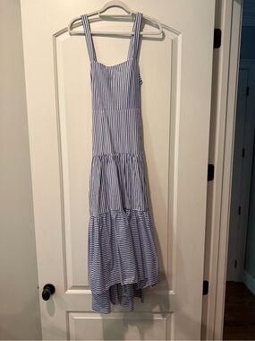 Banana Republic Blue and White Striped High-Low Sundress